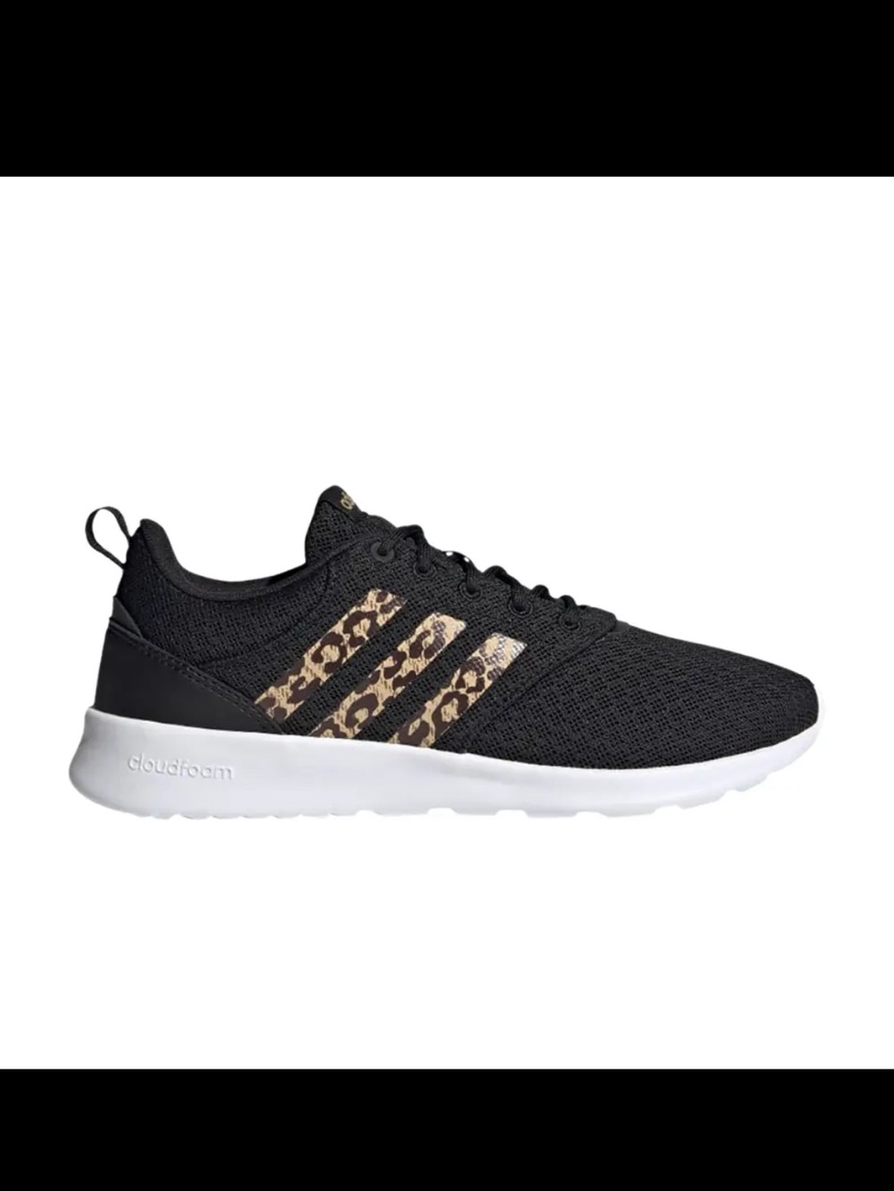 adidas Women's Black Knit Sneaker with Leopard 3-Stripes